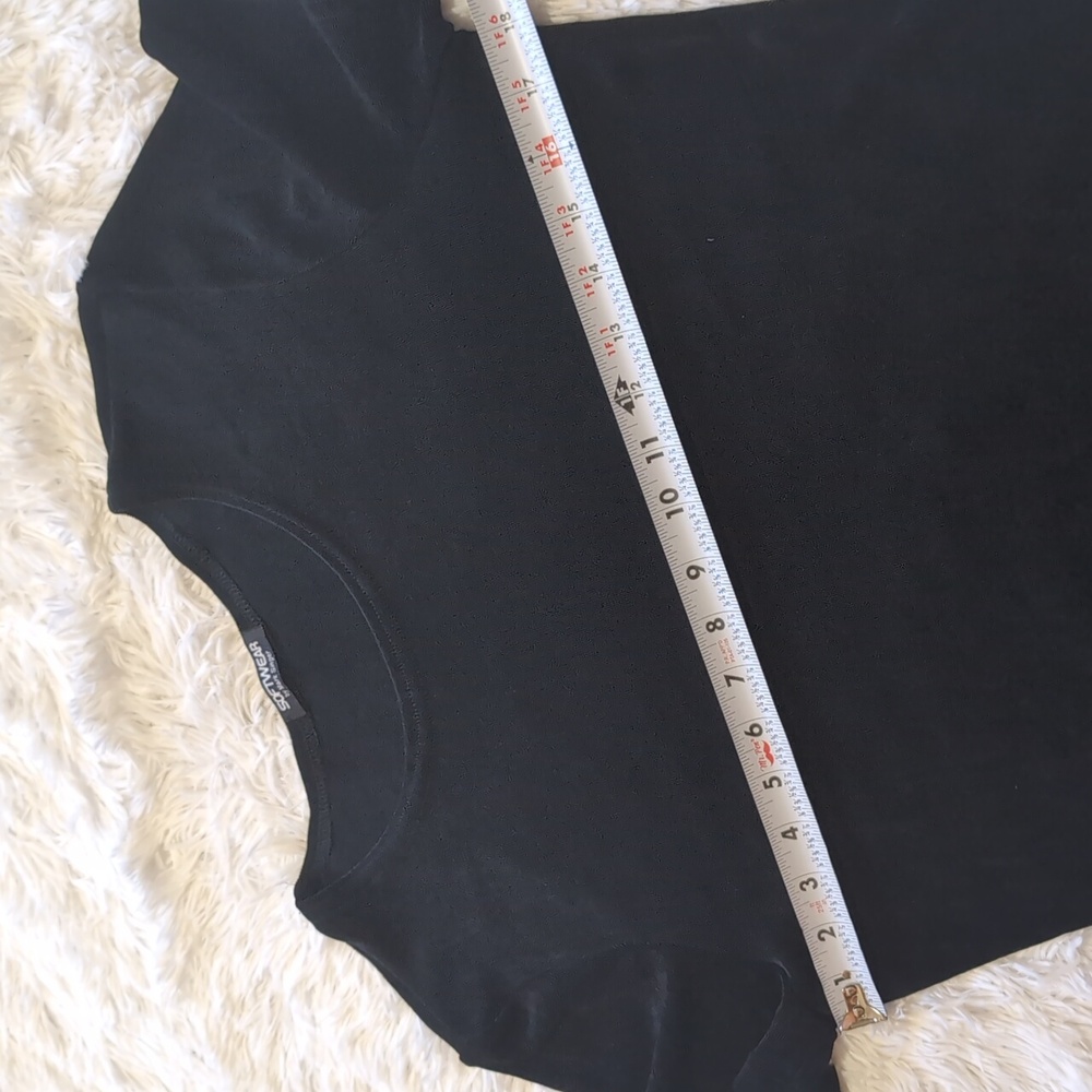 90s Vintage Softwear Mark Singer Slinky Stretchy Black Scoop Neck Tee - Picture 5 of 6